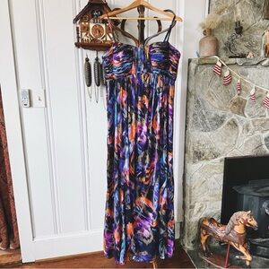 Oleg Cassini Metallic Patterned Maxi Multicolor Gown women’s 16W